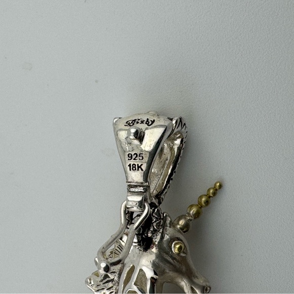 Barbara Bixby Sterling and 18 Karat Gold Unicorn Pendant Enhancer with Gemstones - Picture 10 of 11